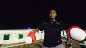 Arrafat Abkar, 22, waits in the ring during boxing practice at Nile Club in Khartoum May 9, 2016. REUTERS/Mohamed Nureldin Abdallah